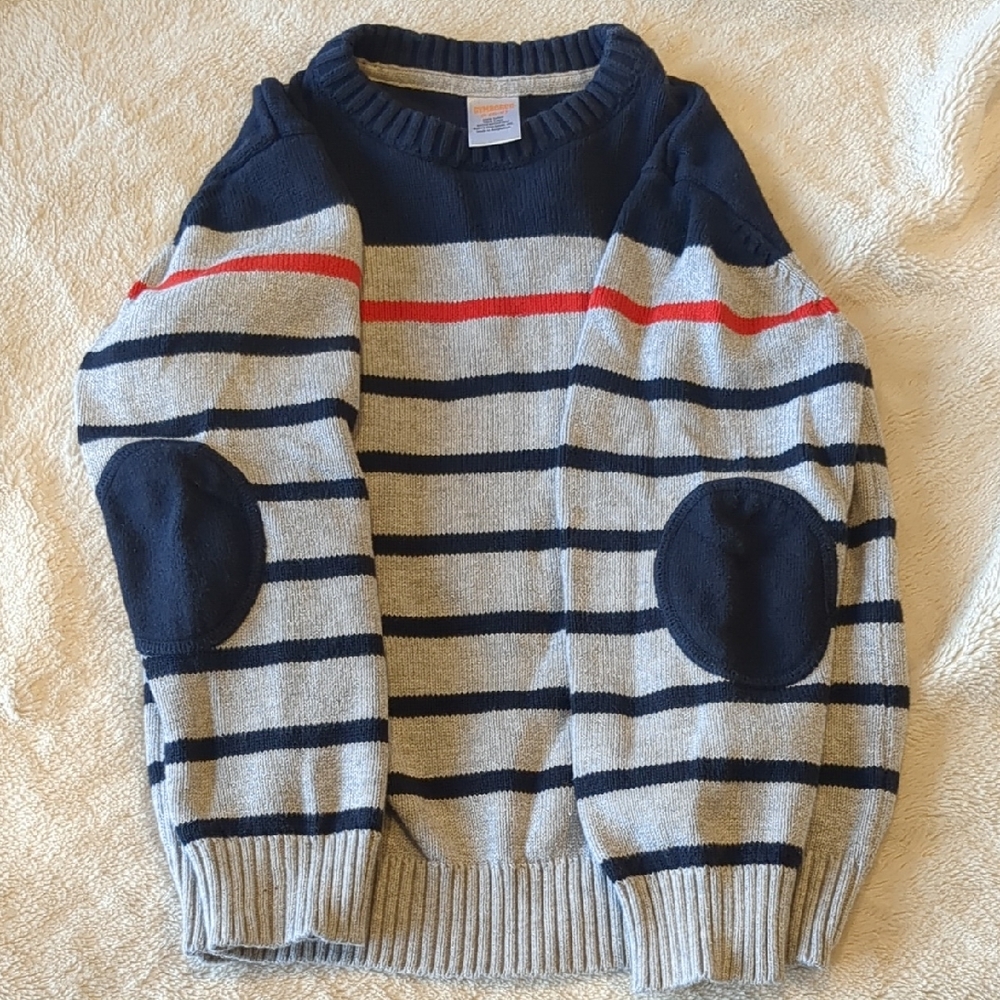 Gymboree Navy and Gray With Red Accent Stripes And Elbow Patches Boy's  Sweater